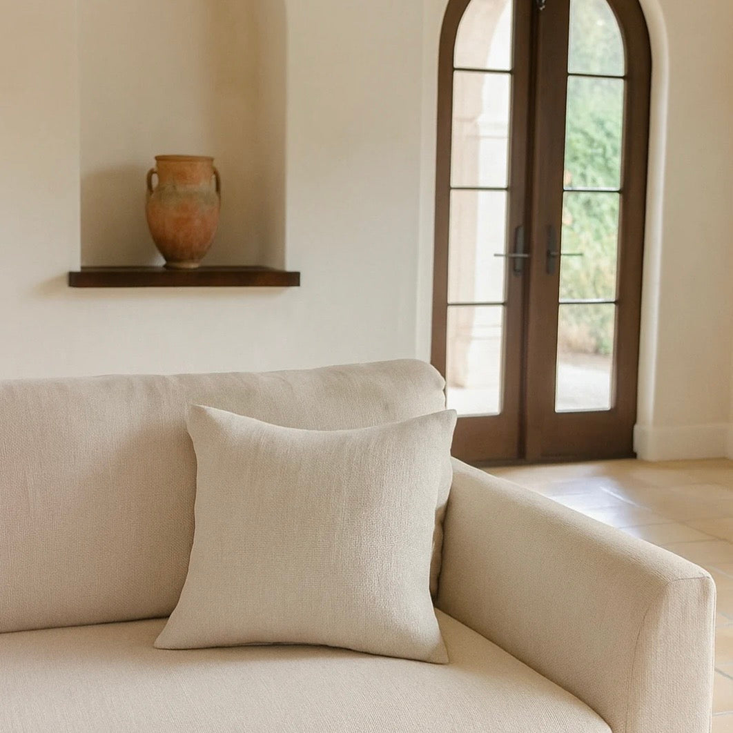 Anaya Home So Soft Linen Natural Beige Pillow 20x20 With Down Insert ...