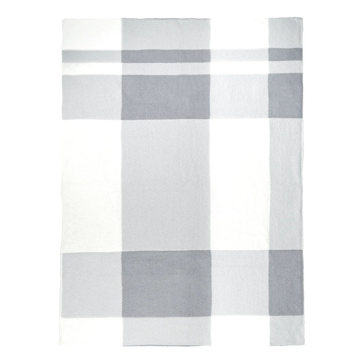 Kashwere Creme, Soapstone and Steel Plaid Cloud Throw Blanket