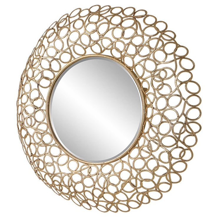 Uttermost Swirl Gold Leaf Iron Round Mirror