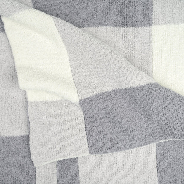 Kashwere Creme, Soapstone and Steel Plaid Cloud Throw Blanket