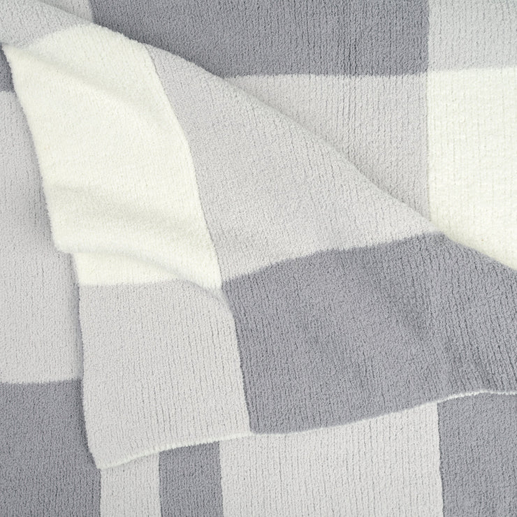 Kashwere Creme, Soapstone and Steel Plaid Cloud Throw Blanket