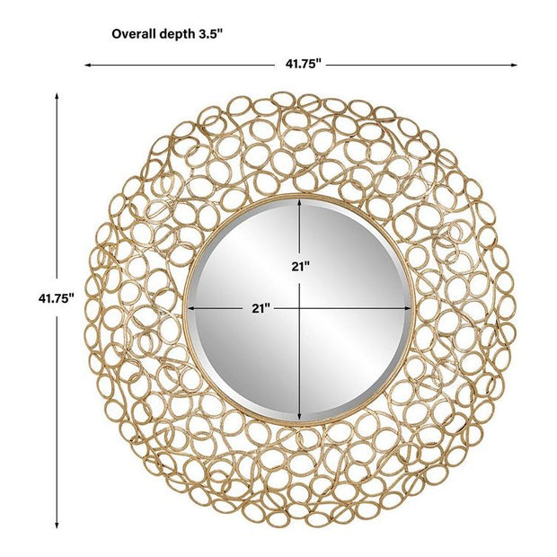 Uttermost Swirl Gold Leaf Iron Round Mirror