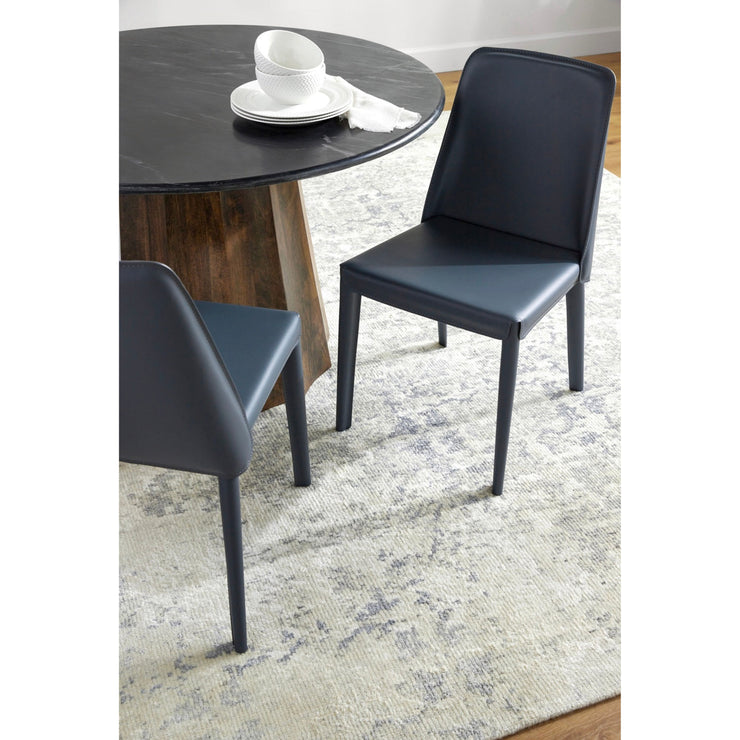Surya Rosy Modern Dark Blue Faux Leather Set of 2 Dining Chairs