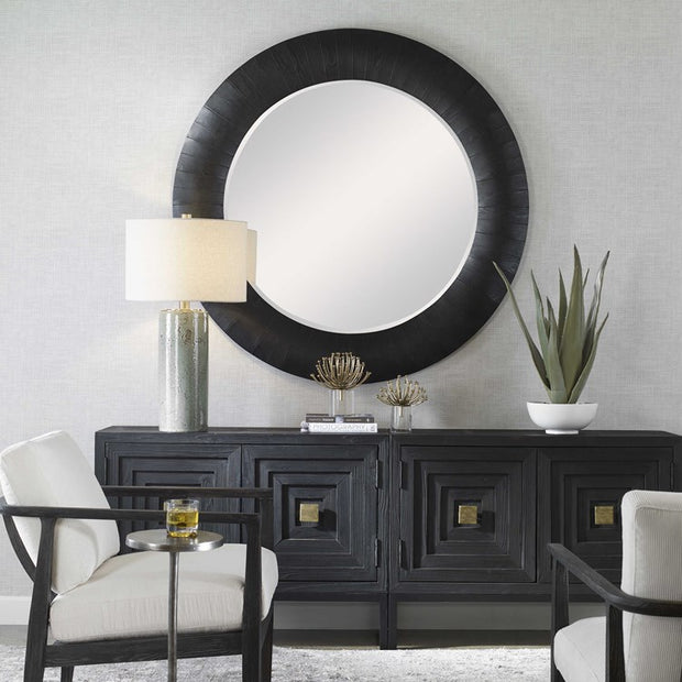 Uttermost Stockade Dark Expresso Wood Round Mirror