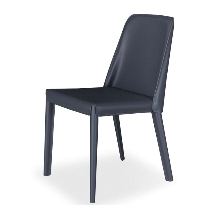Surya Rosy Modern Dark Blue Faux Leather Set of 2 Dining Chairs