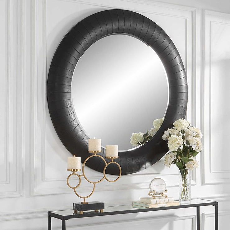 Uttermost Stockade Dark Expresso Wood Round Mirror
