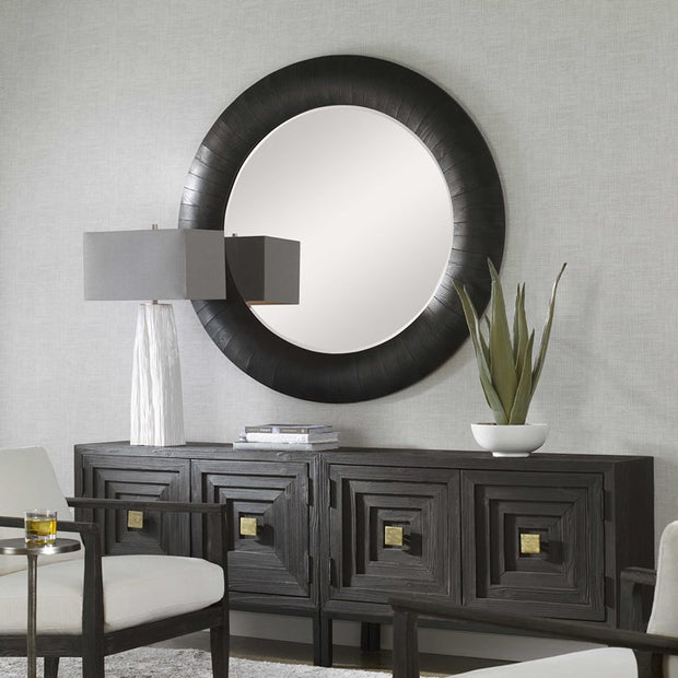 Uttermost Stockade Dark Expresso Wood Round Mirror