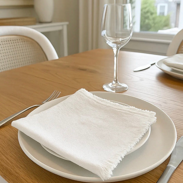 Anaya Home So Soft Linen So Soft Linen Fringe Napkins