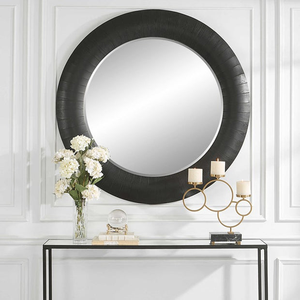 Uttermost Stockade Dark Expresso Wood Round Mirror