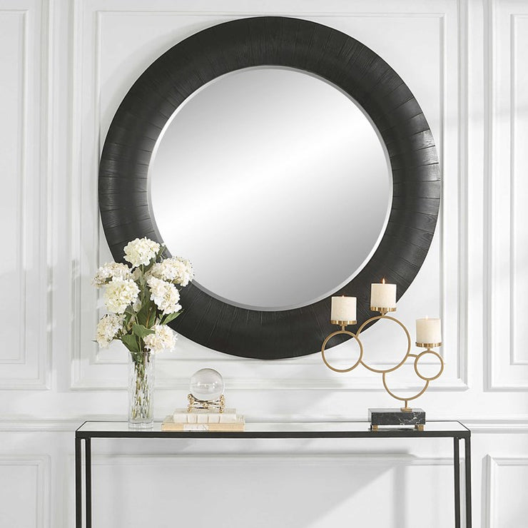 Uttermost Stockade Dark Expresso Wood Round Mirror