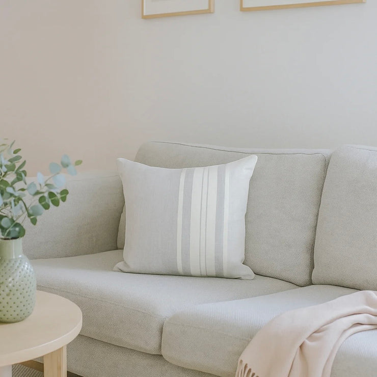 Anaya Home So Soft Linen Light Grey Bold Stripe Pillow 20x20 With Down Insert ~ Fall Sale ~ Limited Quantity