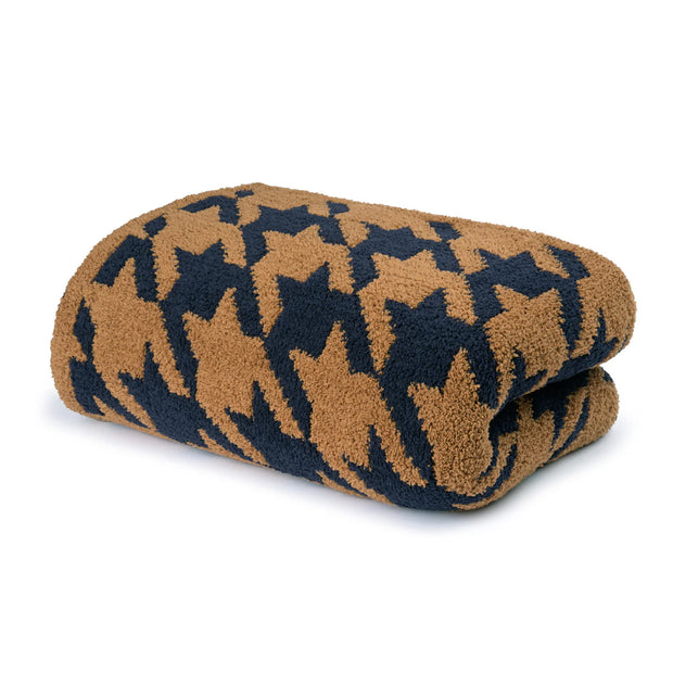 Kashwere Dark Navy and Haystack Large Houndstooth Cloud Throw Blanket