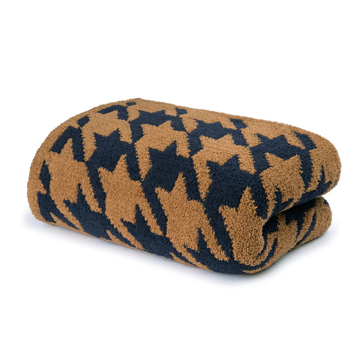 Kashwere Dark Navy and Haystack Large Houndstooth Cloud Throw Blanket