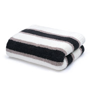 Kashwere Ultra Plush Midnight Grey, Bone and Mink Heritage Striped Throw Blanket