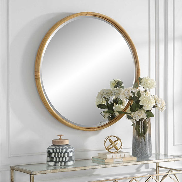Uttermost Drift Away Natural Rattan Round Mirror