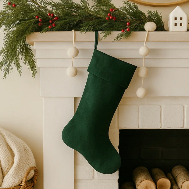 Anaya Home Linen Christmas Stocking  ~ Emerald Green