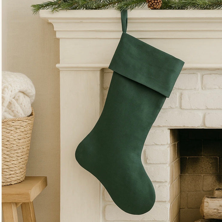 Anaya Home Linen Christmas Stocking  ~ Emerald Green
