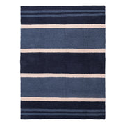 Kashwere Ultra Plush Dark Navy, Vintage Blue and Wheat Multi Striped Throw Blanket