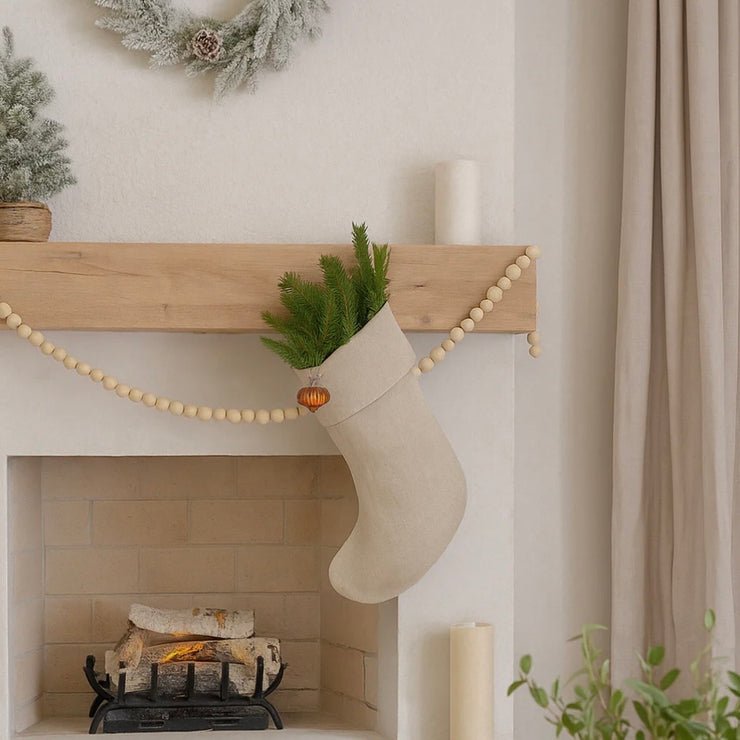 Anaya Home Linen Christmas Stocking  ~ Warm Beige
