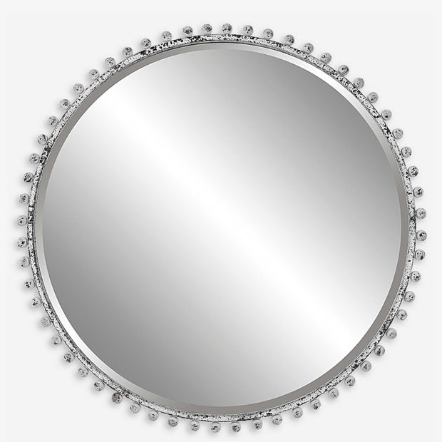 Uttermost Tara Aged White Round Mirror
