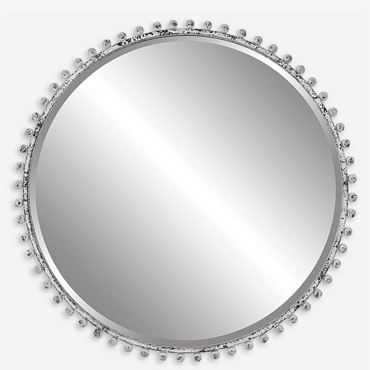 Uttermost Tara Aged White Round Mirror