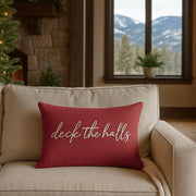 Anaya Home Deck The Halls Linen 14 x 20 Pillow ~ Red