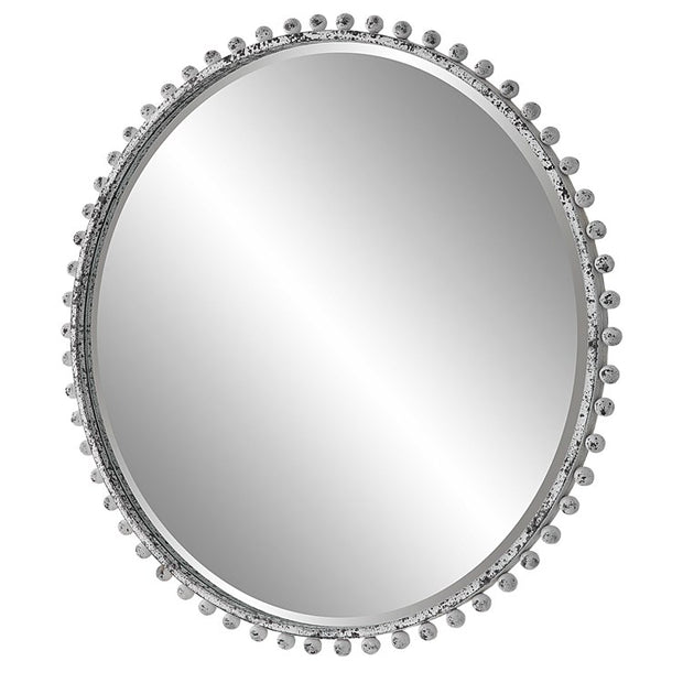 Uttermost Tara Aged White Round Mirror