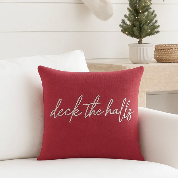 Anaya Home Deck The Halls Linen 20 x 20 Pillow ~ Red