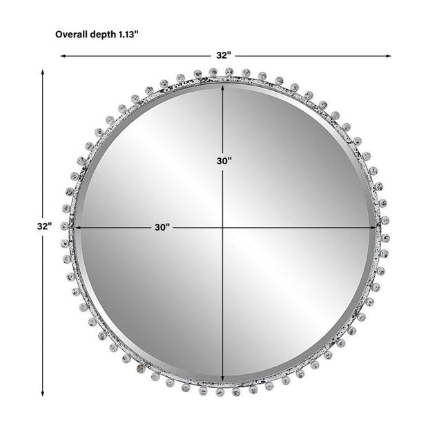Uttermost Tara Aged White Round Mirror