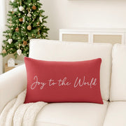 Anaya Home Joy To The World Linen 14 x 20 Pillow ~ Red