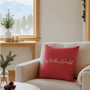 Anaya Home Joy To The World Linen 20 x 20 Pillow ~ Red