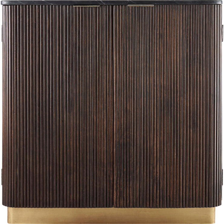Surya Nems Modern Black Marble Top and Dark Brown Mango Wood Cabinet