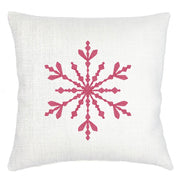 Anaya Home Winter Red Snowflake Embroidered Linen Pillow ~ 20 x 20