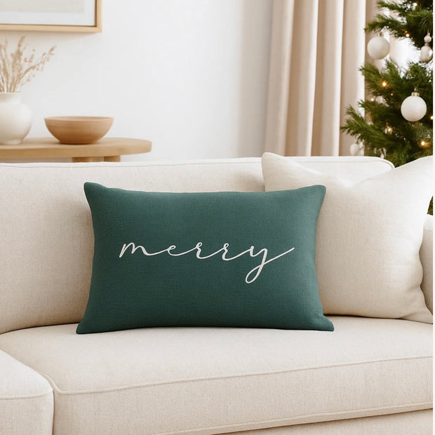 Anaya Home Merry Linen 14 x 20 Pillow ~ Emerald Green