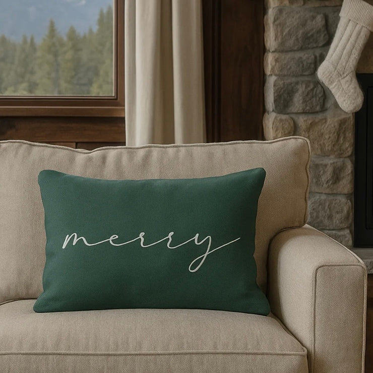 Anaya Home Merry Linen 14 x 20 Pillow ~ Emerald Green