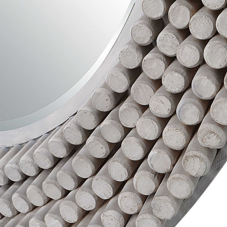 Uttermost Portside Fir Wood Gray Driftwood Finish Round Mirror