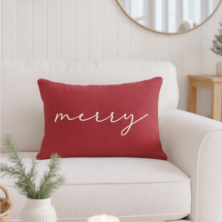 Anaya Home Merry Linen 14 x 20 Pillow ~ Red