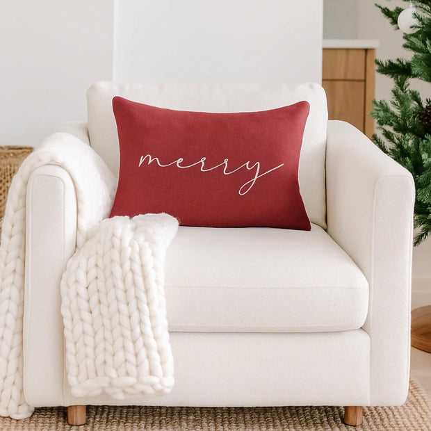 Anaya Home Merry Linen 14 x 20 Pillow ~ Red