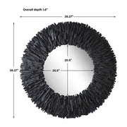 Uttermost Teak Branch Black Round Mirror