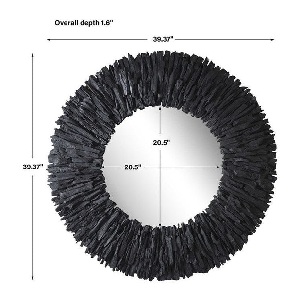 Uttermost Teak Branch Black Round Mirror