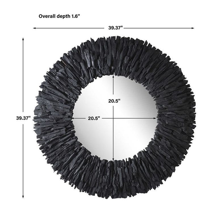 Uttermost Teak Branch Black Round Mirror