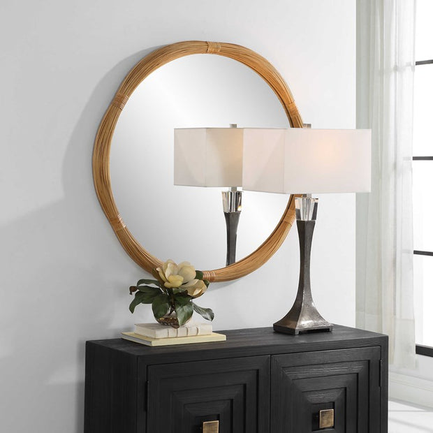 Uttermost Salina Bamboo Rattan Round Mirror