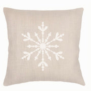 Anaya Home Winter Snowflake Embroidered Linen 20 x 20 Pillow ~ Warm Beige