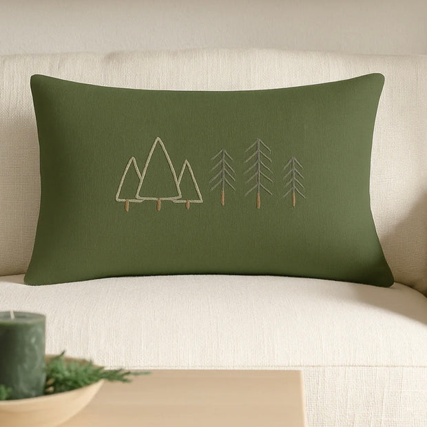 Anaya Home Tree Trio Linen 14 x 20 Pillow ~ Spruce Green