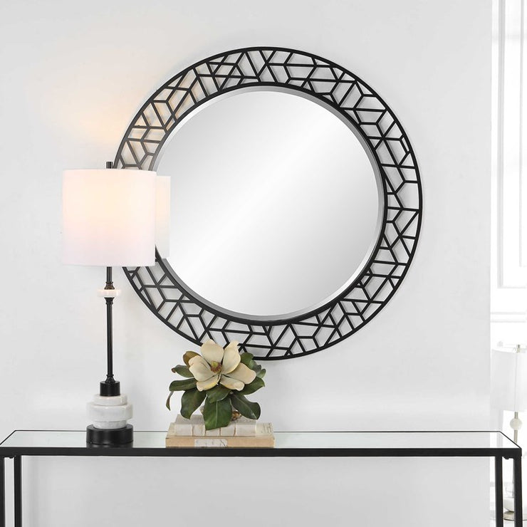 Uttermost Mosiac Black Round Mirror