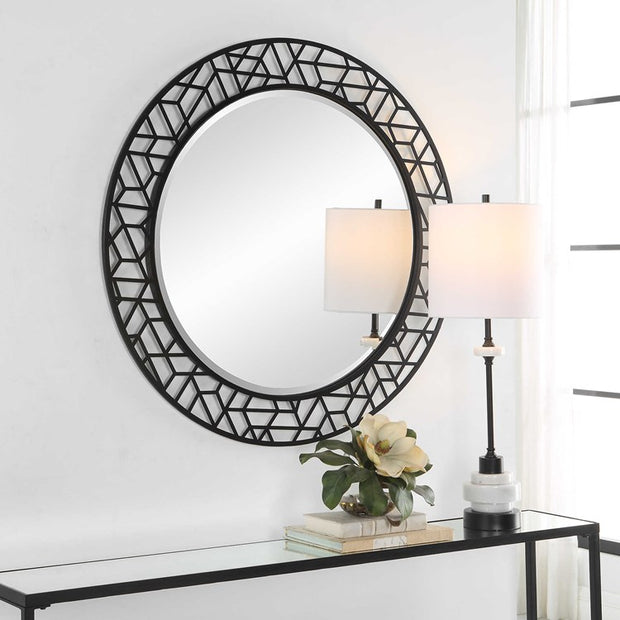 Uttermost Mosiac Black Round Mirror