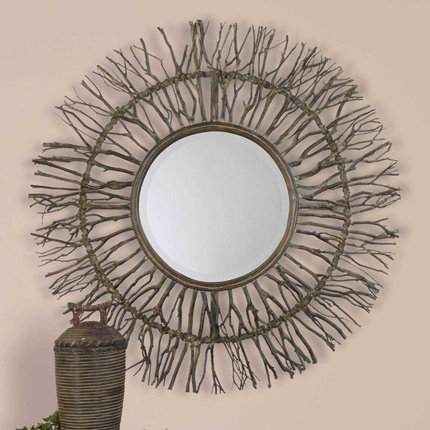 Uttermost Josiah Birch Branches Wood Round Mirror