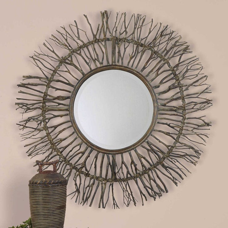 Uttermost Josiah Birch Branches Wood Round Mirror