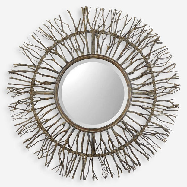Uttermost Josiah Birch Branches Wood Round Mirror