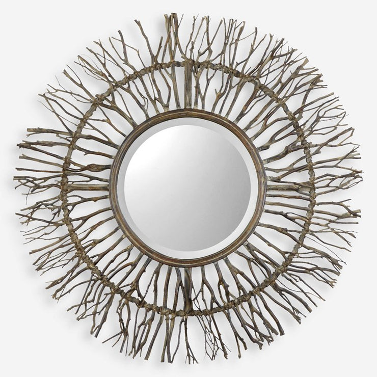 Uttermost Josiah Birch Branches Wood Round Mirror